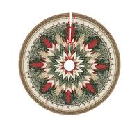 Mexpekil Jupe de sapin de Noël de 91,4 cm - Housse de base de sapin de Noël ronde avec étoiles mandalas et fleurs - Pour décorations de Noël