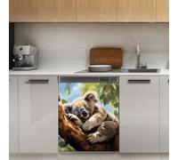 Mexpekil Koala Arbre Branches Dormir Lave-Vaisselle Couverture Magnétique 53,3 x 66 cm Autocollant Décoratif pour Porte D'entrée Imperméable Panneau Magnétique