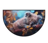 Mexpekil Koala - Paillasson demi-cercle antidérapant lavable - Motif branches d'arbre - Demi lune - Pour intérieur et extérieur - 100 x 160 cm