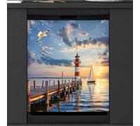 Mexpekil Lighthouse Sea Autocollant magnétique pour lave-vaisselle 53,3 x 66 cm pour porte d'entrée étanche