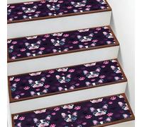 Mexpekil Lot de 10 tapis d'escalier antidérapants avec empreintes de pattes de bouledogue français