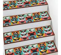 Mexpekil Lot de 15 tapis d'escalier antidérapants colorés bouledogue français