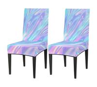 Mexpekil Lot de 2 housses de chaise de salle à manger extensibles lavables Art arc-en-ciel pour cuisine, mariage, décoration de fête