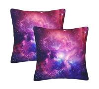 Mexpekil Lot de 2 housses de coussin carrées avec fermeture éclair invisible et galaxie céleste 50 x 50 cm