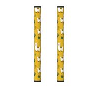 Mexpekil Lot de 2 housses de poignée de réfrigérateur Motif alpaga et cactus Jaune