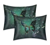 Mexpekil Lot de 2 taies d'oreiller en satin d'eau en diamant papillon pour cheveux et peau, housses de coussin douces et soyeuses pour lit (51 x 66 cm)