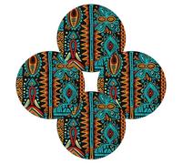 Mexpekil Lot de 4 sets de table ronds ethniques africains résistants à la chaleur et imperméables pour cuisine, salle à manger
