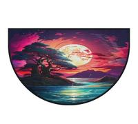 Mexpekil Magic Moon - Paillasson demi-lune pour intérieur et extérieur - Antidérapant - Lavable - Absorbant - Attrape la saleté - 100 x 160 cm