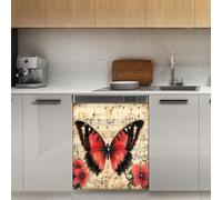 Mexpekil Magnifique autocollant magnétique pour lave-vaisselle Motif papillon Note de musique 53 x 66 cm