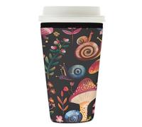 Mexpekil Manchon coloré réutilisable en néoprène pour boissons chaudes et froides, motif champignons, papillons, escargots, pour boissons chaudes et froides, convient pour 766 à 800 ml
