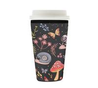Mexpekil Manchon coloré réutilisable en néoprène pour boissons chaudes et froides, motif champignons, papillons, escargots, pour boissons chaudes et froides, pour boissons de 473,6 à 530,3 g