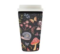 Mexpekil Manchon coloré réutilisable en néoprène pour boissons chaudes et froides, motif champignons, papillons, escargots, pour boissons chaudes et froides, pour boissons de 650 à 680 ml