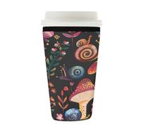 Mexpekil Manchon coloré réutilisable en néoprène pour boissons chaudes et froides, motif champignons, papillons, escargots, pour boissons chaudes et froides, pour boissons de 650 à 700 ml