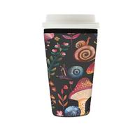 Mexpekil Manchon coloré réutilisable en néoprène pour boissons chaudes et froides, motif champignons, papillons, escargots, pour boissons chaudes et froides, pour boissons de 473 à 532 ml