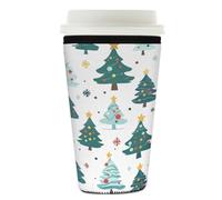 Mexpekil Manchon de café glacé réutilisable en néoprène pour boissons chaudes et froides, motif sapin de Noël d'hiver, pour boissons chaudes et froides, convient pour boissons de 766 à 800 ml