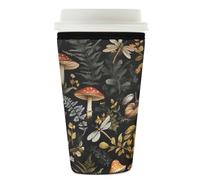 Mexpekil Manchon isotherme réutilisable en néoprène pour boissons chaudes et froides, motif champignons, libellules et escargots, style rétro, forêt, pour café glacé de 766 à 800 ml