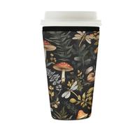 Mexpekil Manchon isotherme réutilisable en néoprène pour boissons chaudes et froides, motif champignons, libellules et escargots de 650 à 700 ml