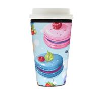 Mexpekil Manchon isotherme réutilisable en néoprène pour boissons chaudes et froides, motif macaron et fraises colorées, pour boissons de 650 à 700 ml