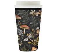 Mexpekil Manchon rétro réutilisable en néoprène pour boissons chaudes et froides, motif champignons, libellules et escargots, pour boissons chaudes et froides, 946 ml