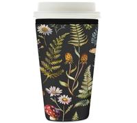 Mexpekil Manchon réutilisable en néoprène pour boissons chaudes et froides, motif champignons, escargots, feuilles, pour boissons chaudes et froides, convient pour 946 ml