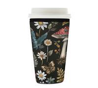 Mexpekil Manchon réutilisable en néoprène pour boissons chaudes et froides, motif champignons, papillons, escargots, fleurs, pour boissons chaudes et froides, 650 à 700 ml