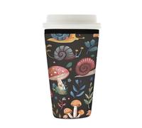 Mexpekil Manchon réutilisable en néoprène pour boissons chaudes et froides, motif escargots colorés, champignons, pour boissons chaudes et froides, convient pour boissons de 473 à 532 ml