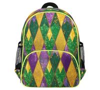 Mexpekil Mardi Gras Mardi Gras Sac à dos d'école, léger et imperméable pour enfants d'âge préscolaire avec sangle de poitrine et porte-bouteille d'eau