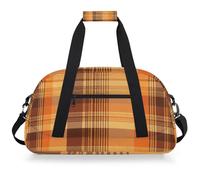 Mexpekil Mexpekil - Sac de sport de voyage pour filles et garçons - Sac à main étanche pour le sport, la danse, l'école, Carreaux orange Buffalo