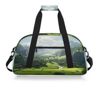 Mexpekil Mexpekil - Sac de sport de voyage pour filles et garçons - Sac à main étanche pour le sport, la danse, l'école, Paysage de montagne prairie