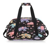 Mexpekil Mexpekil - Sac de sport de voyage pour filles et garçons - Sac à main étanche pour le sport, la danse, l'école, Amour éléphant coloré