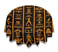 Mexpekil Nappe ronde de 152 cm avec impression totem égyptien, facile à nettoyer, nappe à bords en dentelle