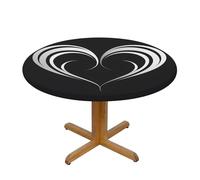 Mexpekil Nappe ronde imperméable avec lignes blanches, motif cœur d'amour, nappe lavable pour cuisine, terrasse, pique-nique