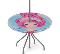 Mexpekil Nappe ronde princesse sirène avec trou pour parapluie, bords élastiques, imperméable, avec fermeture éclair, pour terrasse, pique-nique, fête, 91,4 à 111,8 cm