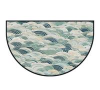 Mexpekil Ocean Waves Tapis de porte pour intérieur et extérieur - Tapis de sol antidérapant - Lavable - Attrape la saleté - Demi rond - 100 x 160 cm