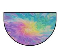 Mexpekil Paillasson abstrait en demi-lune pour intérieur et extérieur - Tapis de sol antidérapant lavable - Tapis de sol demi-rond absorbant - Attrape la saleté - 100 x 160 cm