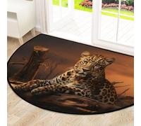 Mexpekil Paillasson demi-lune aspect léopard pour intérieur et extérieur, antidérapant, lavable, absorbant, anti-saleté, 100 x 160 cm