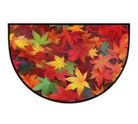 Mexpekil Paillasson demi-lune coloré en forme de feuille d'érable d'automne pour intérieur et extérieur - Tapis de sol antidérapant lavable en demi-cercle absorbant - Attrape la saleté - Tapis