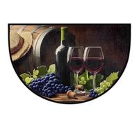 Mexpekil Paillasson demi-lune en bois de raisin rouge pour intérieur et extérieur, antidérapant, lavable, en demi-cercle, absorbant la saleté, pour entrée, 61 x 91 cm