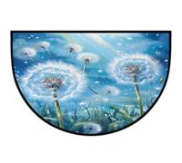 Mexpekil Paillasson demi-lune en forme de plante de pissenlit pour intérieur et extérieur - Tapis de sol antidérapant lavable en demi-cercle absorbant - Attrape la saleté - Tapis demi-rond pour entrée