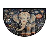 Mexpekil Paillasson demi-lune en forme d'éléphant bleu de Thaïlande, pour intérieur et extérieur, antidérapant, lavable, absorbant, attrape la saleté, pour entrée, 61 x 91 cm