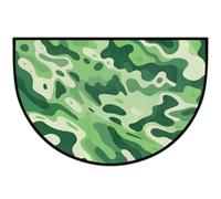 Mexpekil Paillasson demi-lune motif camouflage marbré vert pour intérieur et extérieur, antidérapant, lavable, en demi-cercle, absorbant la saleté, pour entrée, 61 x 91 cm