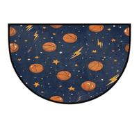 Mexpekil Paillasson demi-lune orange avec étoiles de basket-ball, pour intérieur et extérieur, antidérapant, lavable, absorbant, anti-saleté, pour entrée, 61 x 91 cm