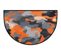Mexpekil Paillasson demi-lune orange camouflage, pour intérieur et extérieur, antidérapant, lavable, en demi-cercle, absorbant la saleté, pour entrée, 61 x 91 cm