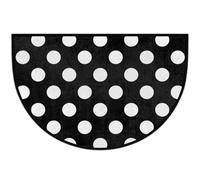 Mexpekil Paillasson demi-lune pour intérieur et extérieur - Motif à pois noirs - Tapis de sol antidérapant - Demi cercle - Absorbant - Tapis demi-rond pour entrée, 61 x 91 cm