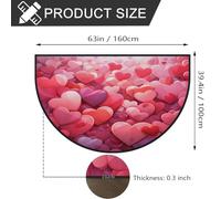 Mexpekil Paillasson demi-lune rouge Love pour intérieur et extérieur - Demi-cercle - Absorbant la saleté - 100 x 160 cm