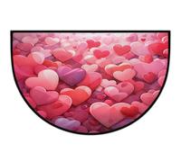 Mexpekil Paillasson demi-lune rouge Love pour intérieur et extérieur - Tapis de sol antidérapant lavable en demi-cercle - Absorbant - Attrape la saleté - Demi-rond - Pour entrée, 61 x 91 cm