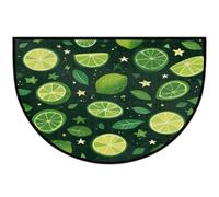 Mexpekil Paillasson demi-lune vert citron pour intérieur et extérieur, antidérapant, lavable, en demi-cercle, absorbant la saleté, pour entrée, 61 x 91 cm