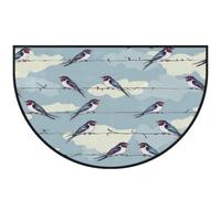 Mexpekil Paillasson demi-rond avec motif oiseaux sur fil de fer pour intérieur et extérieur - Lavable - Absorbant la saleté - 100 x 160 cm