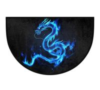 Mexpekil Paillasson demi-rond en demi-lune pour intérieur et extérieur Motif dragon lumineux Bleu 61 x 91 cm