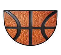 Mexpekil Paillasson en demi-lune orange avec surface de basket-ball pour intérieur et extérieur - Tapis de sol antidérapant - Lavable - Demi cercle - Absorbant - Attrape la saleté - Demi-rond - Pour